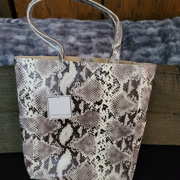 Shiraleah Lauren Tote - Cream Snakeskin Tote Bag - Picture 4 of 4